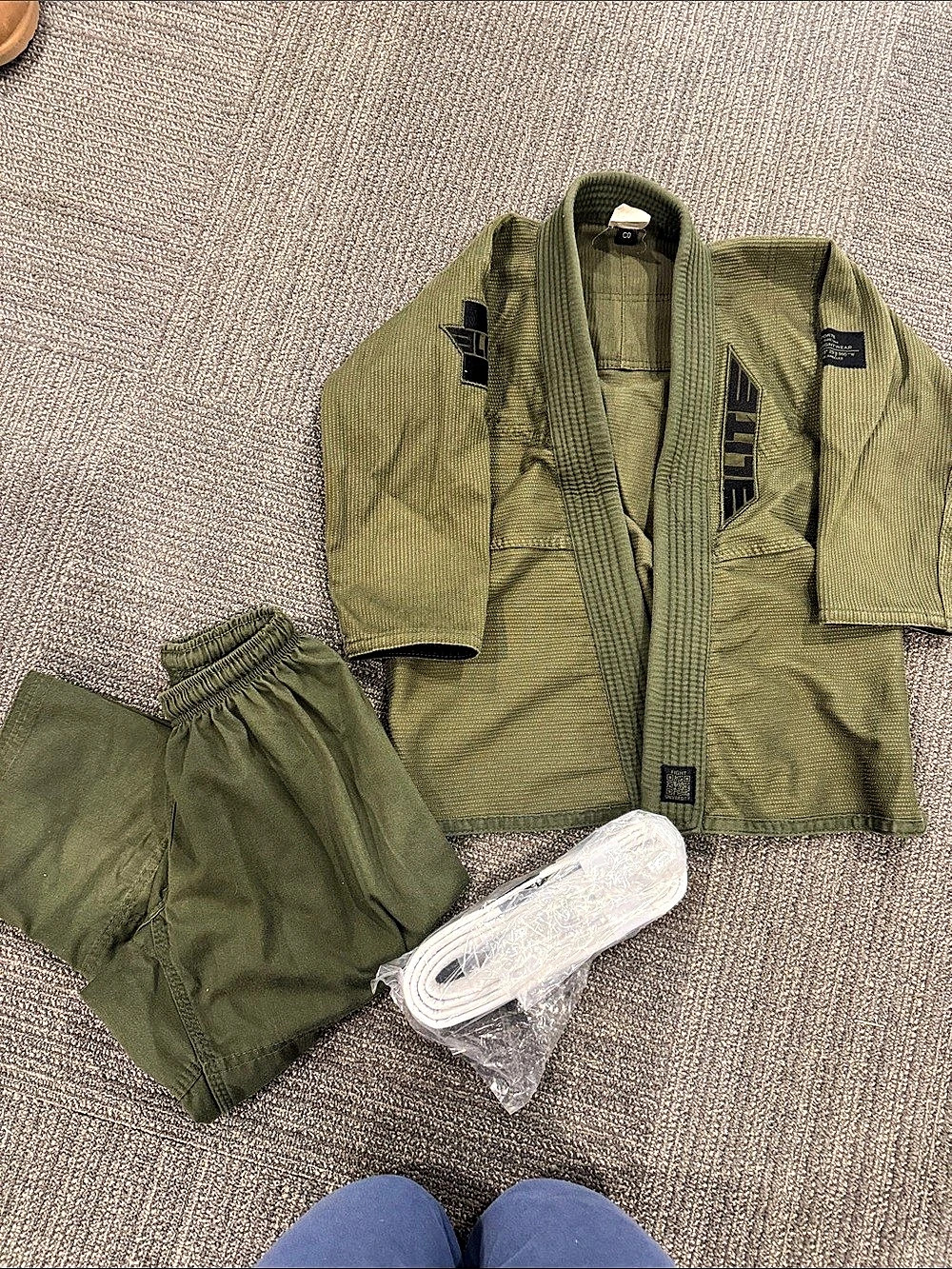 Elite Sports Technical Fightwear Olive Set Size Medium size C0. (6-8yrs old)